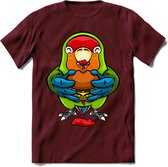 Lekkerbek papegaai T-Shirt Grappig | Dieren vogel agapornis Kleding Kado Heren / Dames | Fastfood Cadeau shirt - Burgundy - M