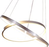 Moderne Led Zilver Hanglamp,hanglamp LED zilver, 2-lichtbronnen,Vintage Led Hanglamp,  18,5, 23,5 watt Led Hanglamp,Scandinavisch Ronde Zilver Led Hanglamp, eetkamer Led Hanglamp,s
