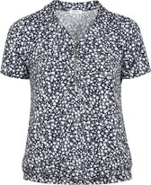 Paprika Dames T-shirt in tricot met een bloemenprint en een ritshals - T-shirt - Maat 48