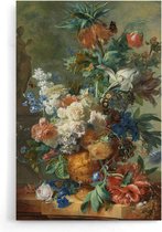 Walljar - Van Huysum - Stilleven met Bloemen en Vlinders - Muurdecoratie - Poster