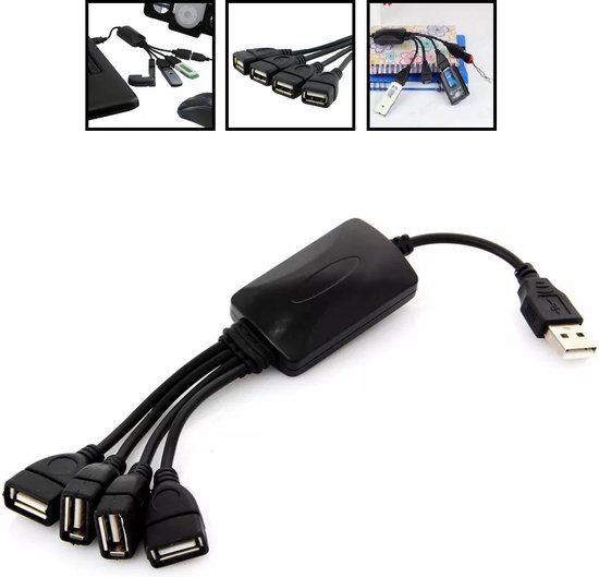 FREDY USB Hub 2.0 Multi-USB High Speed Hub Splitter 4-Poorts