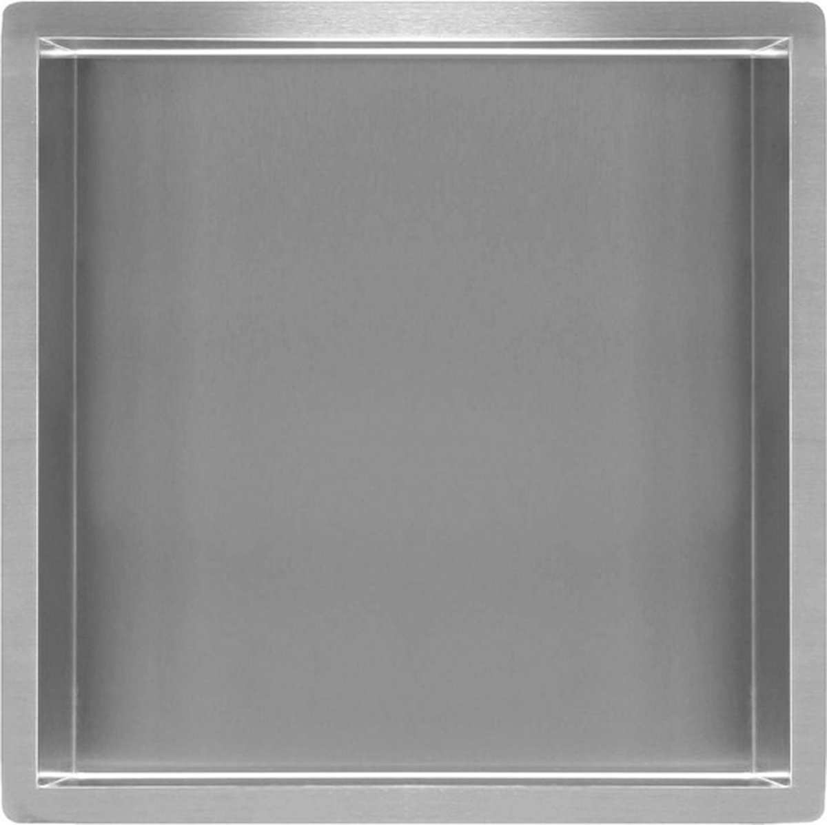 Regn inbouwnis 30 x 30 x 7cm, geborsteld nikkel