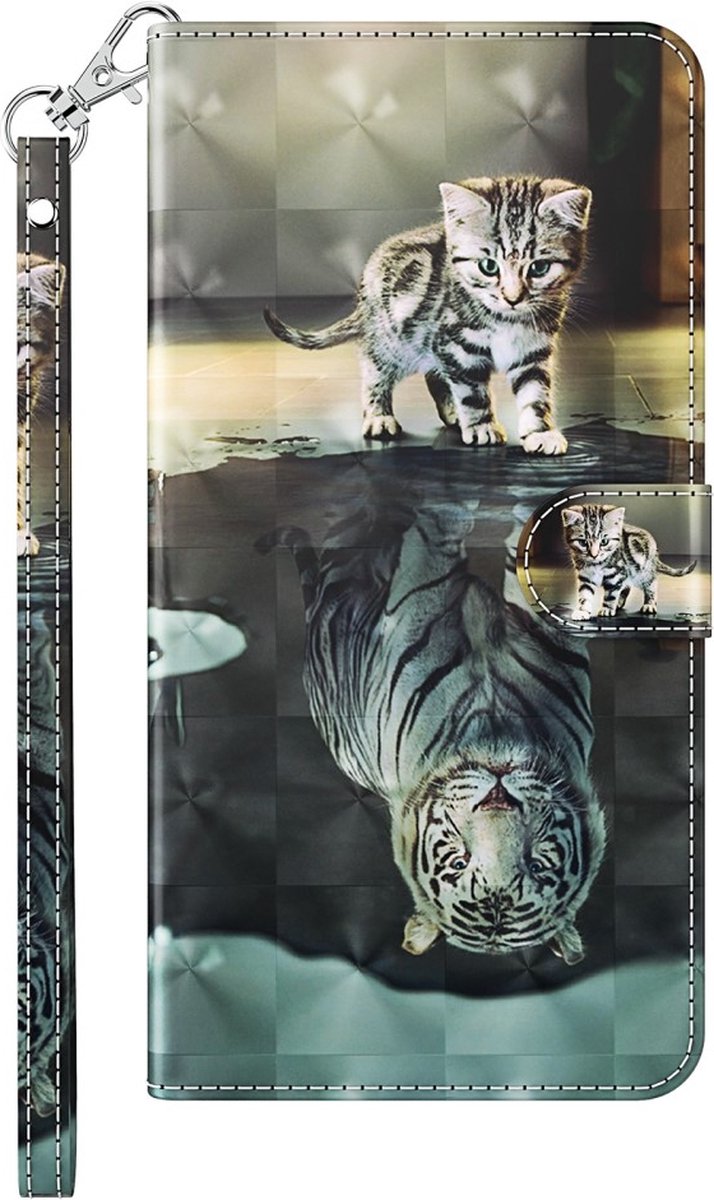 Motorola Moto G22 / E32 / E32s poes tijger book case wallet hoesje