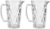 2x stuks glazen schenkkan/karaf 1liter 20 x 12 cm Diamant-style - Sapkan/waterkan en waterglazen