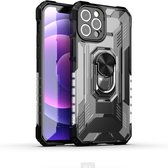 Hoesje geschikt voor iPhone 13 Pro Max - Backcover - Rugged Armor - Ringhouder - Shockproof - Extra valbescherming - TPU - Zwart