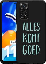 Redmi Note 11/11S Hoesje Zwart Alles Komt Goed - Designed by Cazy