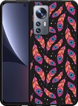 Xiaomi 12 Pro Hoesje Zwart Feather Art - Designed by Cazy