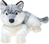 Pluche grijze Wolf knuffel van 48 cm - Dieren speelgoed knuffels cadeau - Wolven