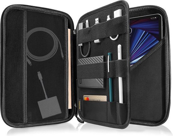 Portfolio Case voor 12.9 inch Geschikt voor: Nieuwe iPad Pro 12.9 / Samsung Galaxy Tab S7 FE S8 Plus - Draagtas hoesje met Accessoires Compartiment