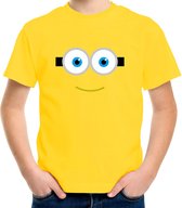 Geel poppetje verkleed t-shirt geel voor kinderen - Carnaval fun shirt / kleding / kostuum 158/164