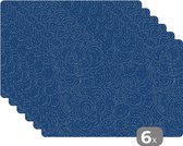 Placemat - Placemats kunststof - Patroon - Blauw - Japan - 45x30 cm - 6 stuks - Hittebestendig - Anti-Slip - Onderlegger - Afneembaar