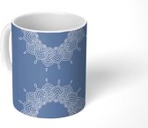 Mok - Mandala - Wit - Blauw - Patronen - Mokken - 350 ML - Beker - Uitdeelcadeautjes