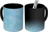 Magische Mok - Foto op Warmte Mokken - Waterverf - Patroon - Blauw - Magic Mok - Beker - 350 ML - Uitdeelcadeautjes