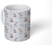 Mok - Winter - Patroon - Dieren - Sneeuw - Mokken - 350 ML - Beker - Uitdeelcadeautjes