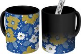 Magische Mok - Foto op Warmte Mokken - Koffiemok - Bloemen - Abstract - Design - Goud - Wit - Magic Mok - Beker - 350 ML - Theemok