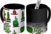 Magische Mok - Foto op Warmte Mokken - Koffiemok - Cactus - Patronen - Groen - Magic Mok - Beker - 350 ML - Theemok