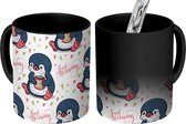 Magische Mok - Foto op Warmte Mokken - Koffiemok - Pinguïn - Kinderen - Hart - Kerstmis - Patronen - Magic Mok - Beker - 350 ML - Theemok