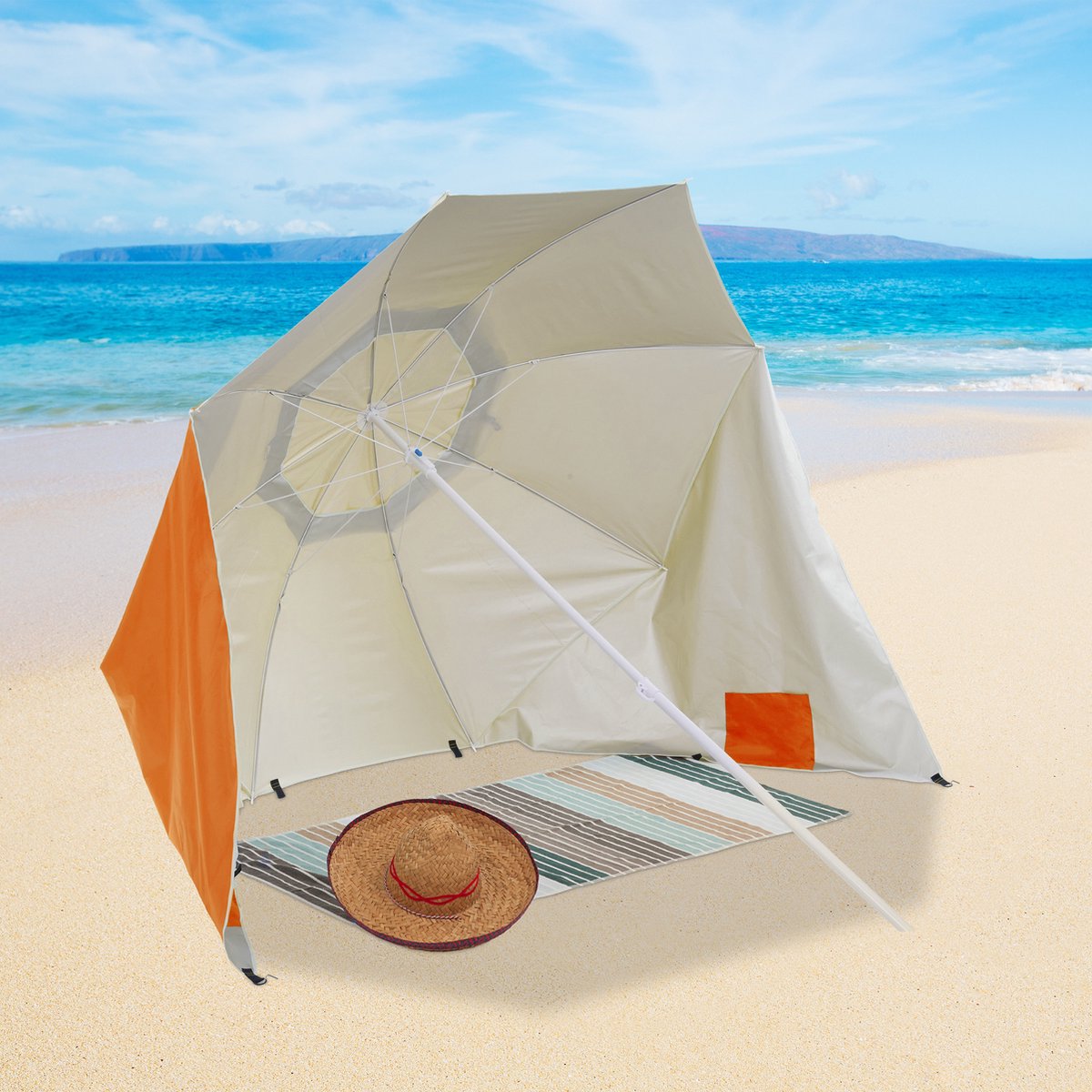 Relaxdays parasol strandtent - in draagtas - uv 50 - strandparasol met  zijwanden - camping | bol.com