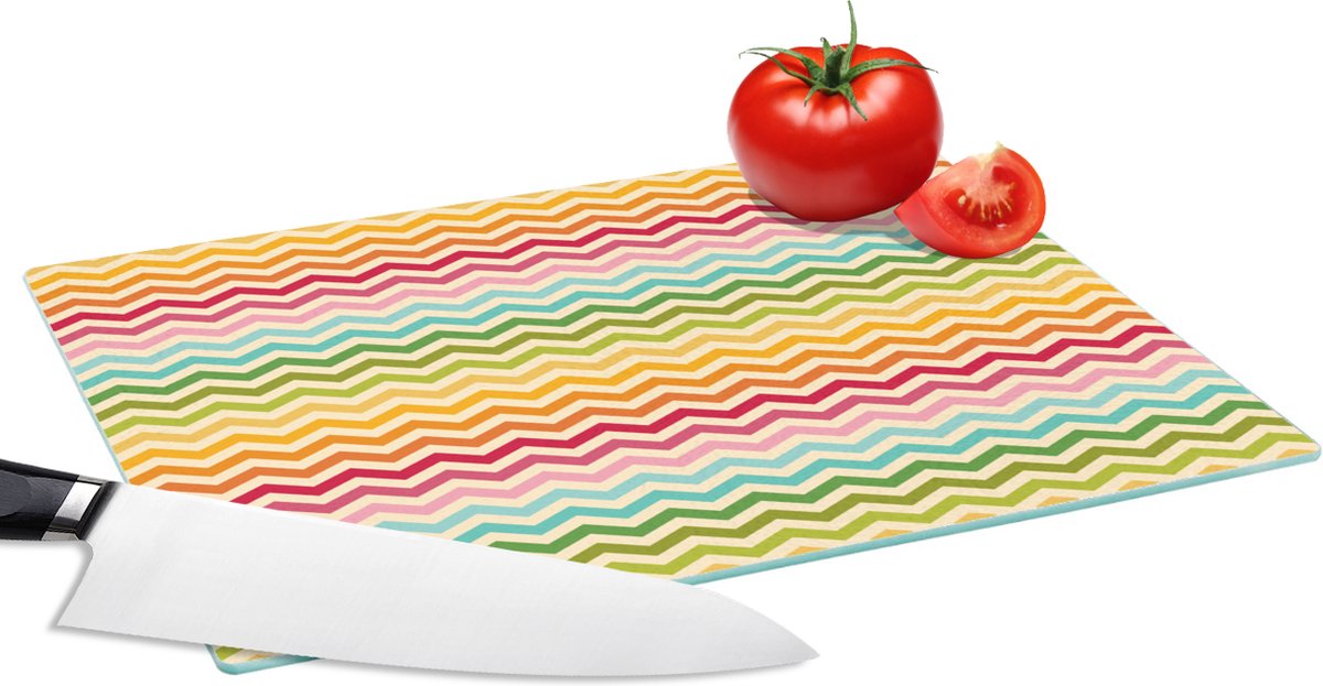 Glazen Snijplank - 28x20 - Patroon - Regenboog - Retro - Snijplanken Glas