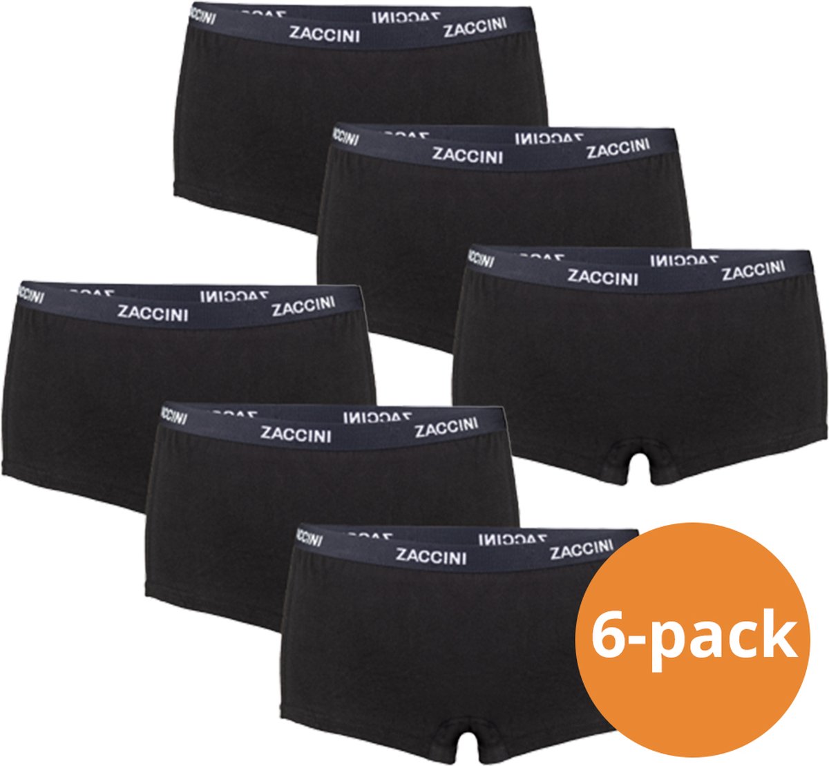 Zaccini Dames Shorts 6-pack Black