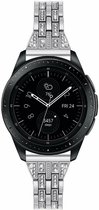 Stalen Smartwatch bandje - Geschikt voor Strap-it Silver Diamond Samsung Galaxy Watch 42mm bandje - Strap-it Horlogeband / Polsband / Armband