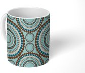 Mok - Koffiemok - Mandala - Patronen - Stippen - Blauw - Mokken - 350 ML - Beker - Koffiemokken - Theemok