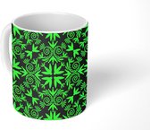 Mok - Koffiemok - Groen - Patronen - Bloemen - Mokken - 350 ML - Beker - Koffiemokken - Theemok