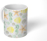 Mok - Koffiemok - Zeedieren - Baby - Patroon - Mokken - 350 ML - Beker - Koffiemokken - Theemok