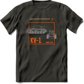 KV-1 Heavy tank leger T-Shirt | Unisex Army Tank Kleding | Dames / Heren Tanks ww2 shirt | Blueprint | Grappig bouwpakket Cadeau - Donker Grijs - L