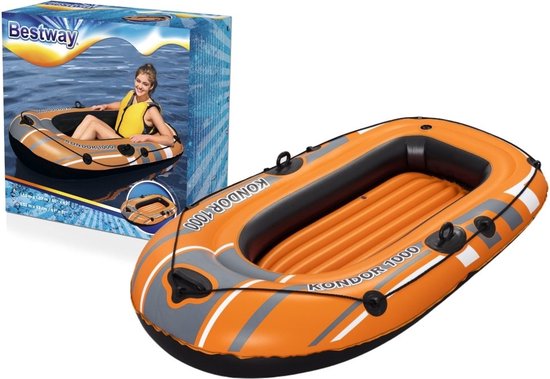 Bestway Kondor 1000 - opblaasboot - 1 persoon - 155 x 93 cm - oranje grijs