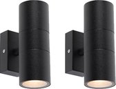 QAZQA duo - Moderne Wandlamp Up Down voor binnen voor badkamer - 2 lichts - D 11 cm - Zwart -