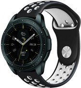 Siliconen Smartwatch bandje - Geschikt voor  Samsung Galaxy Watch sport band 42mm - zwart/wit - Strap-it Horlogeband / Polsband / Armband