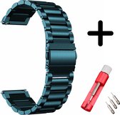 Strap-it Smartwatch bandje staal donkergroen RVS Stalen schakel bandje geschikt voor Samsung Galaxy Watch 4/5 40mm & 44mm / Galaxy Watch 5 Pro / Watch4 Classic 42mm & 46mm - metaal