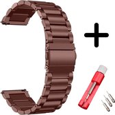 Strap-it Smartwatch bandje staal brons bruin RVS Stalen schakel bandje geschikt voor Samsung Galaxy Watch 4/5 40mm & 44mm / Galaxy Watch 5 Pro / Watch 4 Classic 42mm & 46mm - metaa