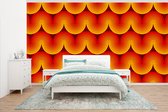 Behang - Fotobehang Design - Retro - Rood - Abstract - Breedte 395 cm x hoogte 220 cm