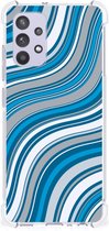 Shockproof Case Geschikt voor Samsung Galaxy A32 4G | A32 5G Enterprise Editie Telefoon Hoesje met doorzichtige rand Golven Blauw
