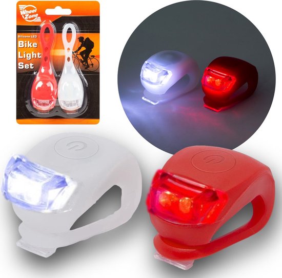 Siliconen Fietslampjes Set - Lampjes Fietsverlichting Voorlicht & Achterlicht Fiets - Waterdichte Rubberen LED fiets lampen - Koplamp