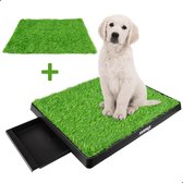 AWEMOZ Hondentoilet Kunstgras - met 2 Matten en Opvangbak - 63x51x7cm - Puppy Pads - Zindelijkheidstraining Hond - Training Pads - Indoor / Outdoor Honden Toilet