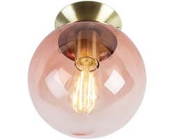 QAZQA pallon – Art Deco Plafondlamp – 1 lichts – Ø 200 mm – Roze – Woonkamer | Slaapkamer | Keuken