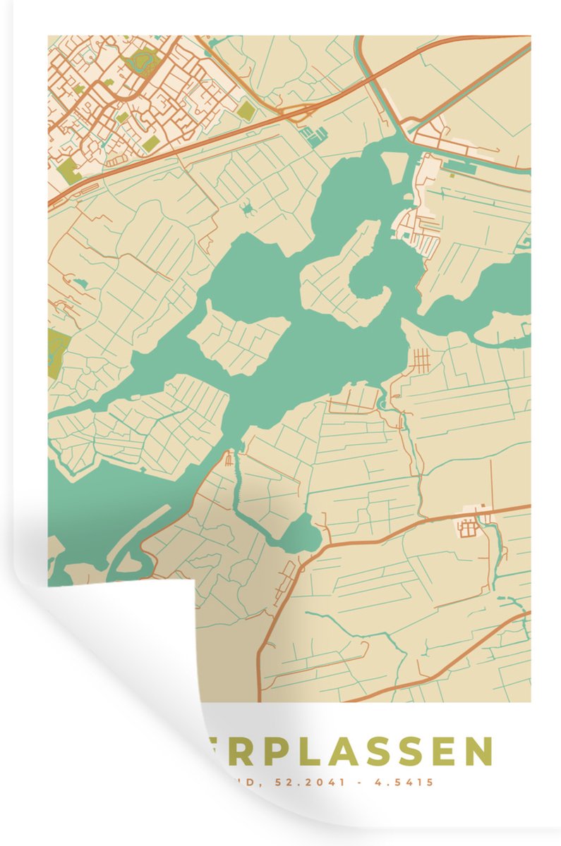 Muurstickers - Sticker Folie - Kagerplassen - Vintage - Kaart - Plattegrond - Stadskaart -