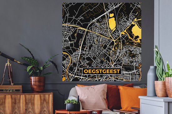 Stickers Stickers muraux - Oegstgeest - Carte - Carte - Or - Plan de la ville - 120x120 cm - Feuille adhésive XXL