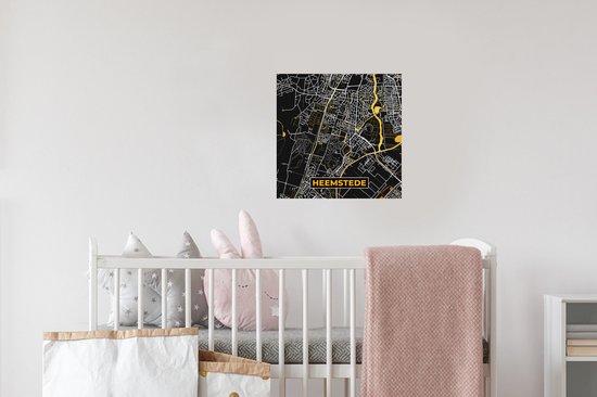 Stickers muraux - Heemstede - Carte - Plan de la ville - Carte - Black and Gold et Or - 30x30 cm - Feuille adhésive