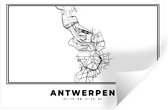 Stickers muraux - Carte - Anvers - Zwart Wit - Plan de la ville - Carte - België - 30x20 cm - Feuille adhésive