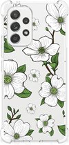 Silicone Back Case Geschikt voor Samsung Galaxy A53 5G Telefoonhoesje met doorzichtige rand Dogwood Flowers
