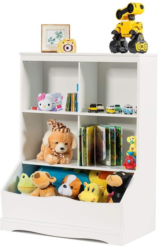 SoBuy KMB44-W Kindercommode Kinderkamerplank met schoolbord Boekenkast Speelgoedplank