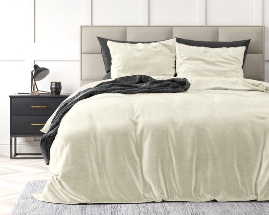 Sleeptime Velvet Touch - Dekbedovertrekset - Tweepersoons - 200x200/220 + 2 kussenslopen 60x70 - Creme van Merkloos — afbeelding 3