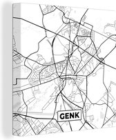 Canvas Schilderij Stadskaart – Plattegrond – België – Zwart Wit – Genk – Kaart - 20x20 cm - Wanddecoratie