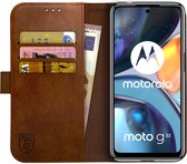 Rosso Element Book Case Wallet Hoesje Geschikt voor Motorola Moto G22 | Portemonnee | 3 Pasjes | Magneetsluiting | Stand Functie | Bruin