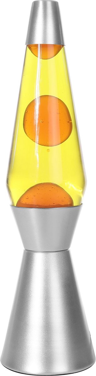 I-Total lavalamp - lava lamp - sfeerlamp - 40x11 cm - glas/aluminium - 30w - geel met oranje lava - zilvergrijs - xl1786