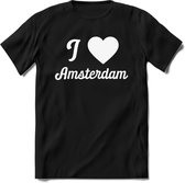 I Love Amsterdam T-Shirt | Souvenirs Holland Kleding | Dames / Heren / Unisex Koningsdag shirt | Grappig Nederland Fiets Land Cadeau | - Zwart - S